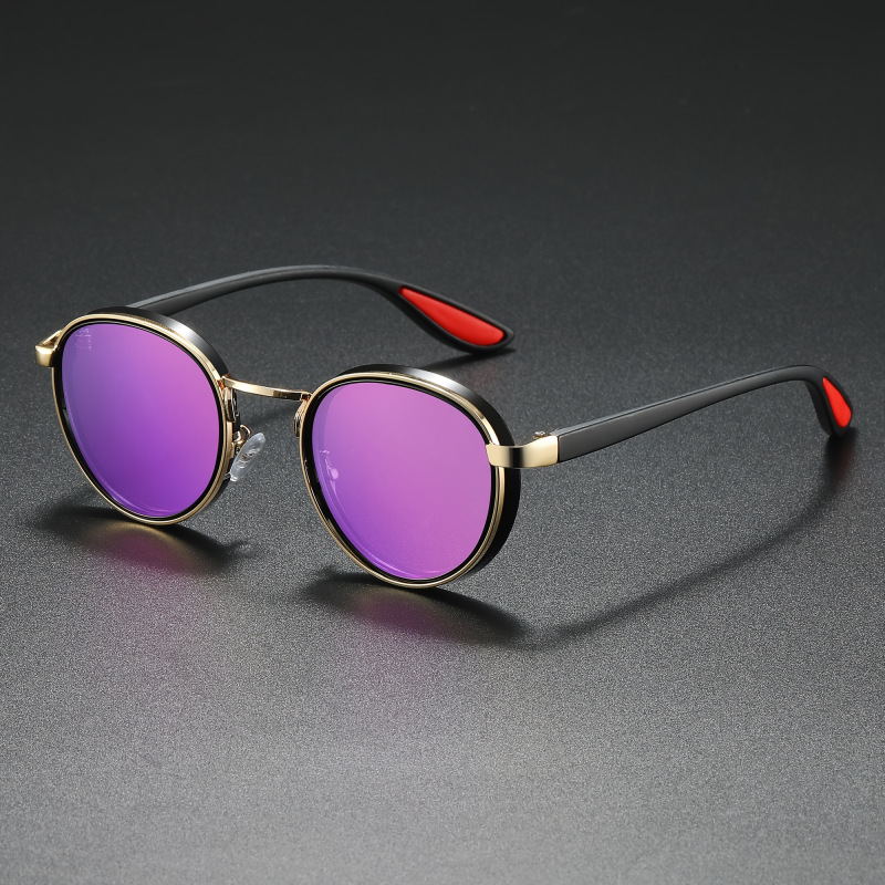 Street Fashion Photographers - ファッショナブルなメタルラウンドフレーム、スチームパンクスタイルサングラス、UV400紫外線カット、休暇、ストリートフォト、アウトドアスポーツ用メガネ