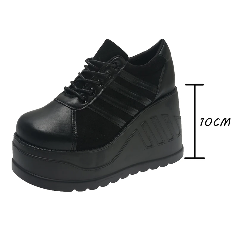 Street Fashion Goth - ビッグサイズ 35-43 ブラックデザイン 女性 ゴス プラットフォーム