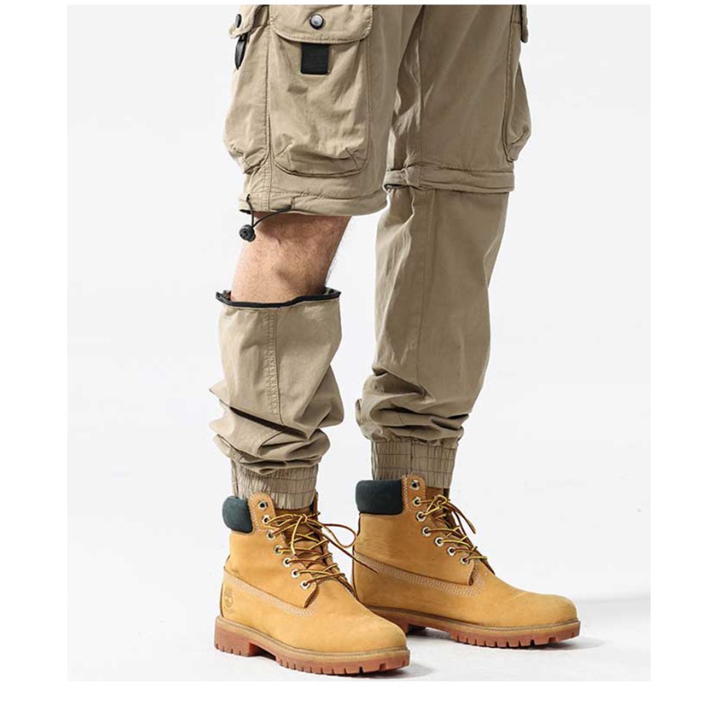 Street Fashion Style Male - 新しいファッション男性取り外し可能なパンツ脚トレンディなスタイルテーパードパンツマルチポケットカーゴロングパンツ男性綿ツーリングズボン 40