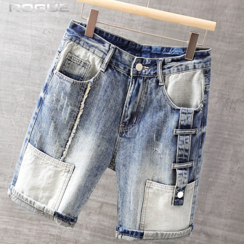 Street Fashion Hip Hop - 韓国ファッション ジョーツ ヒップホップ ストリート デニムショーツ 薄手
