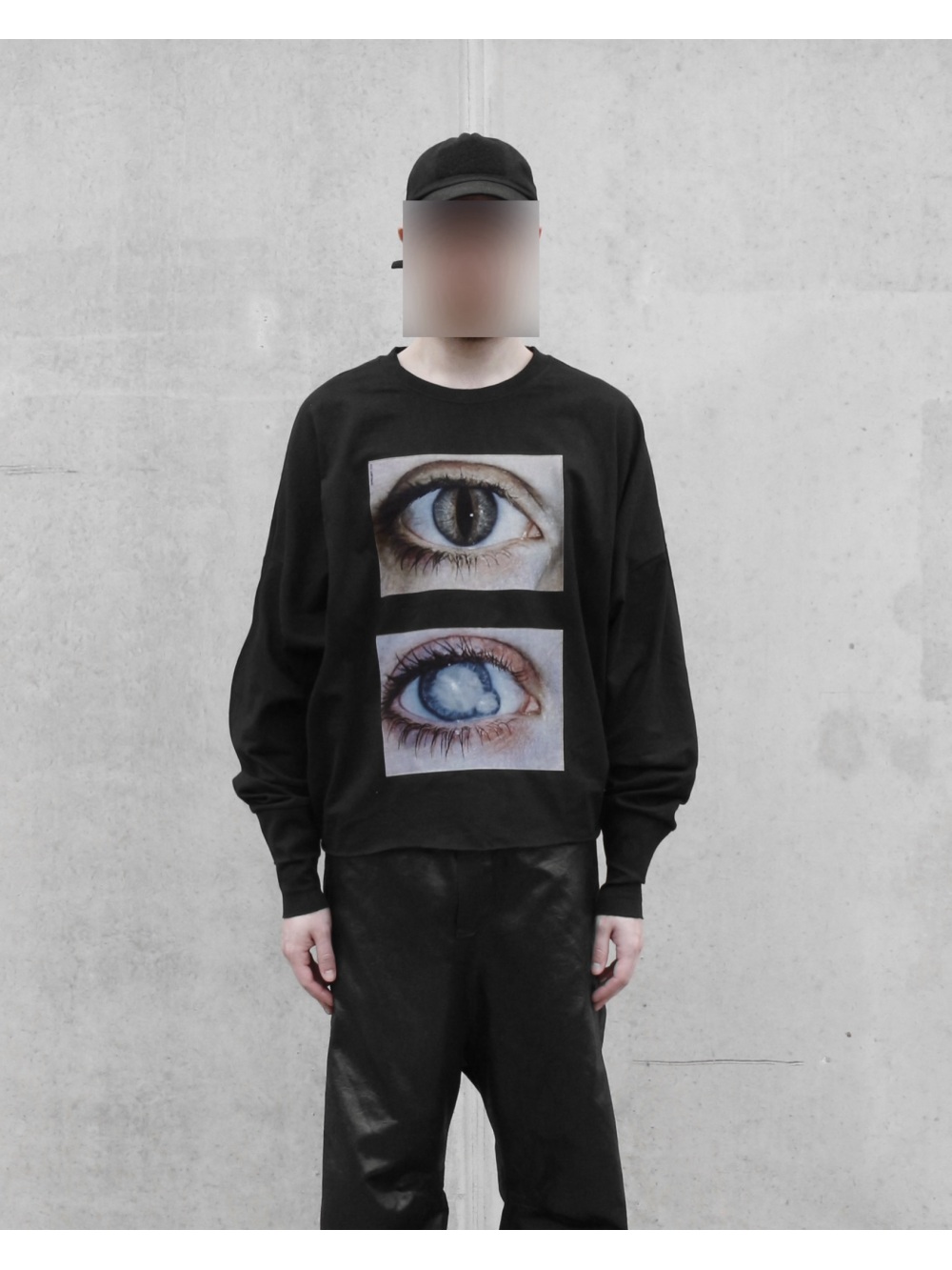 Street Fashion In China - 2026年新作 ダークゴシック リアリスティック ダブルアイプリント 長袖トップス パンクストリートトレンドファッション