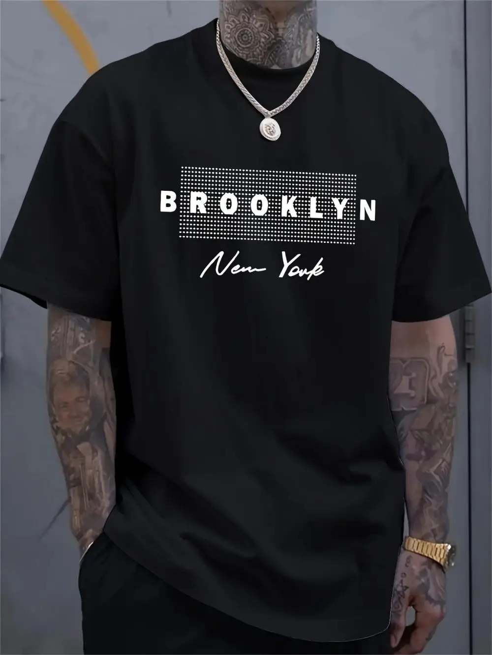 Street Fashion Of New York - メンズニューヨークレタープリントTシャツ夏カジュアルラウンドネック半袖トップス日常着ストリートオーバーサイズ男性服