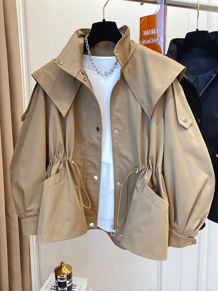 Street Fashion Korean Girl - 長袖カジュアルショートトレンチウエストパーティーデザインジャケットシックな女の子ショート快適なファッション韓国ヴィンテージトップス女性のための