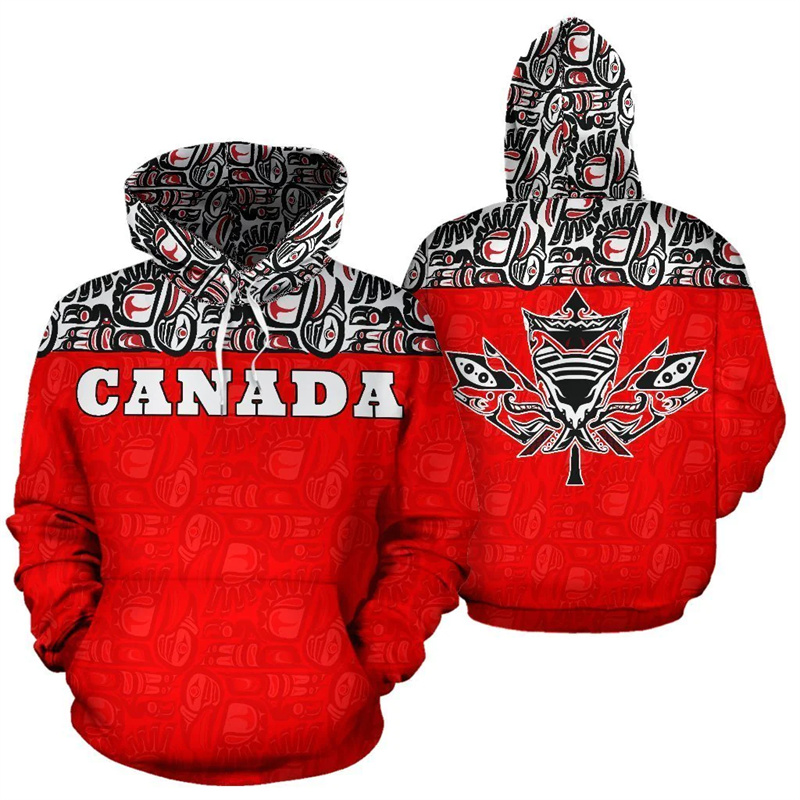 Street Fashion Canada - 男性と女性のための特大のフード付きスポーツセーター,canadaフラグ,常に流行の3Dプリントパーカー,ストリートファッション,子供服,y2k