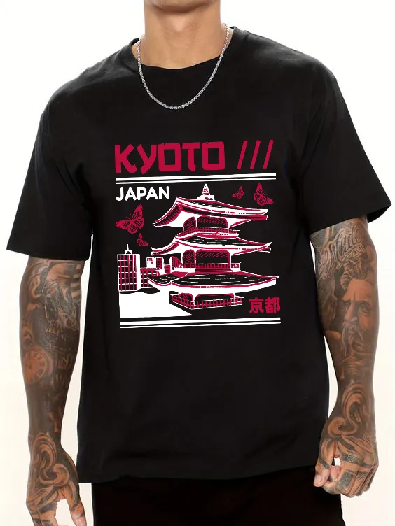 Street Fashion Kyoto - 2026年新作夏ファッション京都建築Y2K原宿メンズ＆レディースTシャツ 夏の日常アウトドアスポーツストリートTシャツ