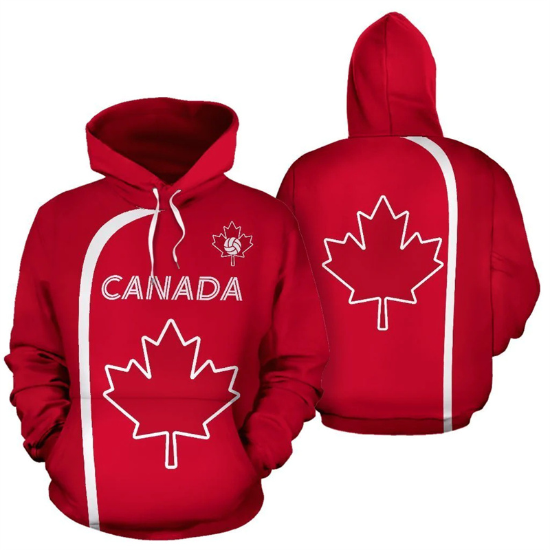 Street Fashion Canada - 男性と女性のためのマプルリーフ3Dプリントパーカー,特大のスウェットシャツ,フード付きスポーツセーター,ストリートファッション,子供,y2k服