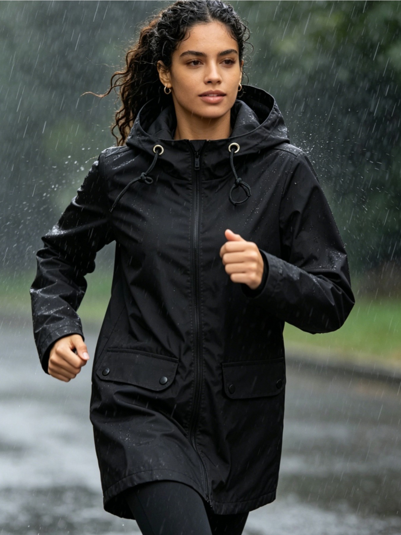 Windbreak Shell Jacket - 女性用軽量防水レインシェル、フード付きジッパー付きジャケット、アクティブなライフスタイル向け薄型アウトドアランニングサイクリングウィンドブレーカー