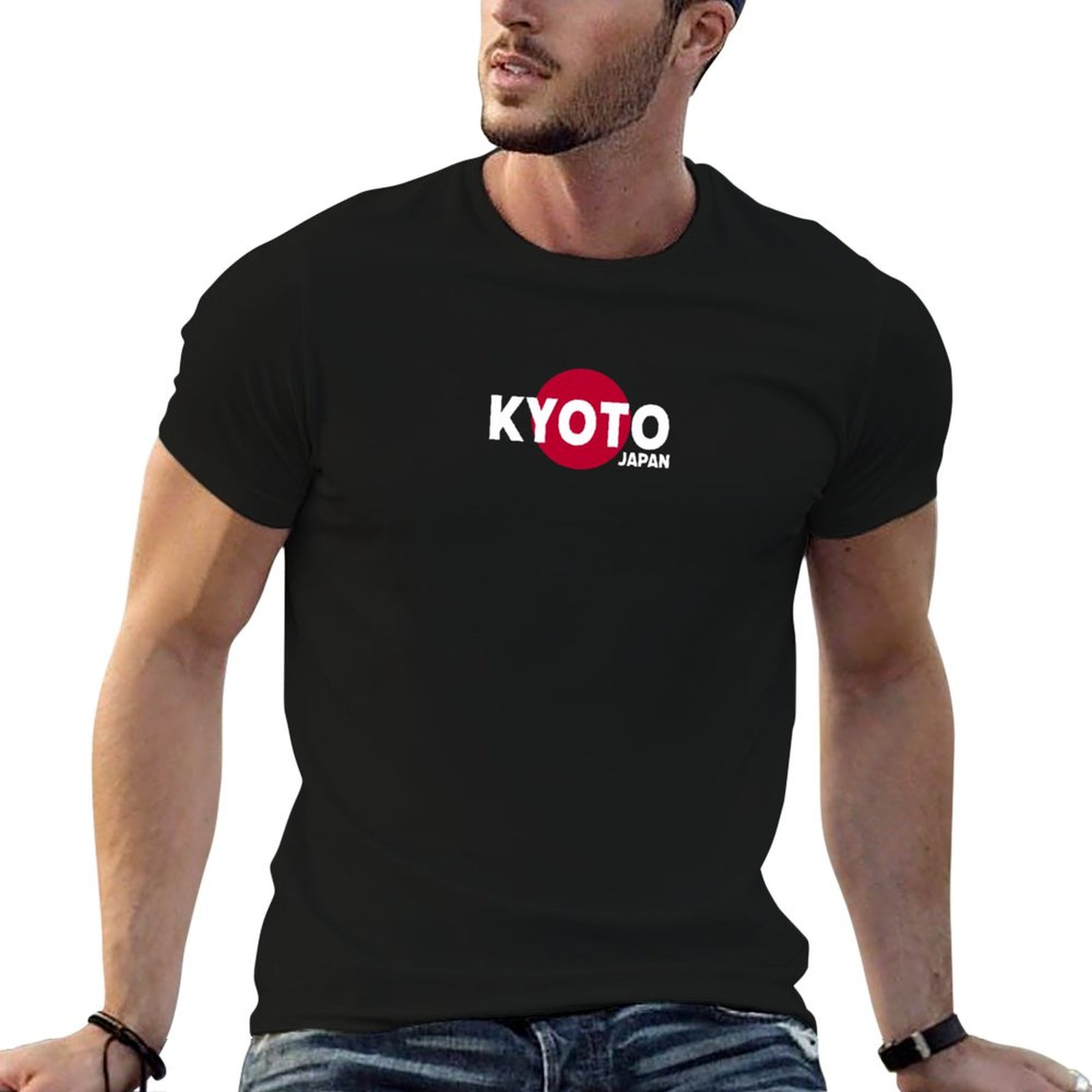 Street Fashion Kyoto - 京都 - 日本（赤い円の背景を含む）Tシャツ ストリートファッション カジュアルTシャツ