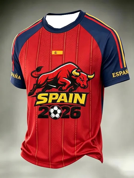 スペインサッカーファンTシャツ半袖通気速乾ストリートウェアカ - Street Fashion In Spain のレビューと価格