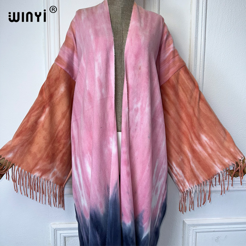 Winyi-女性のための染められた着物カーディガン、アフリカ - Street Fashion Dubai のレビューと価格