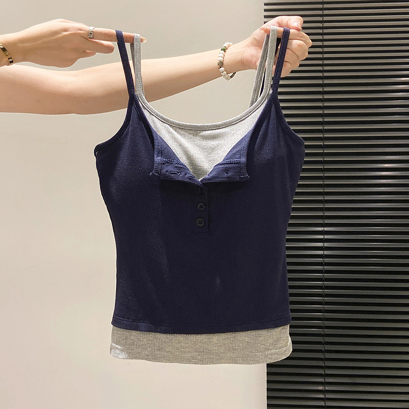 ファッションフェイクツーピースキャミソール レディース 春秋 - Street Fashion Korean Girl のレビューと価格