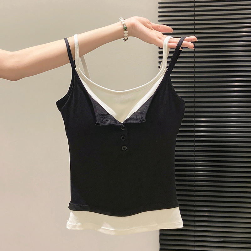 ファッションフェイクツーピースキャミソール レディース 春秋 - Street Fashion Korean Girl のレビューと価格