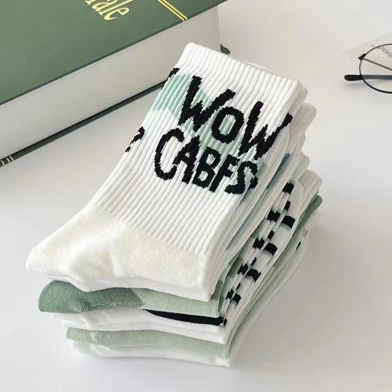 3/7 ペア女性ストライププリントミッドチューブソックス春夏 - Street Fashion Style Youtube のレビューと価格