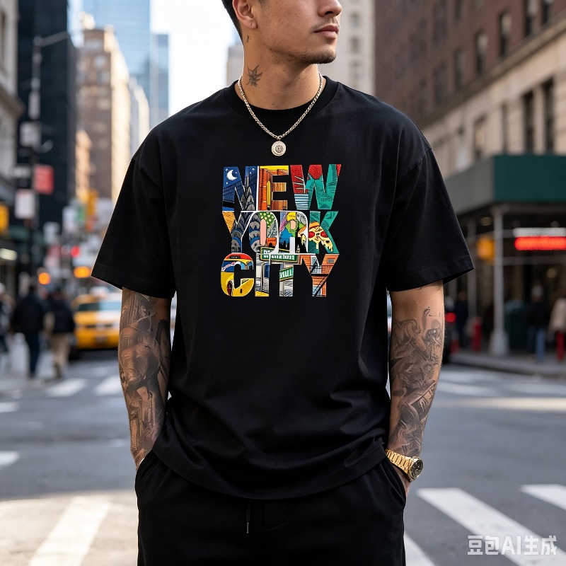 ニューヨークシティ グラフィック Tシャツ メンズ カラフル - Street Style New York Fashion のレビューと価格