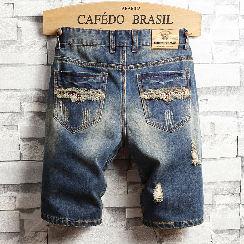 破れたヒップホップデニムショートパンツメンズサマーファッショ - Street Fashion Hip Hop のレビューと価格