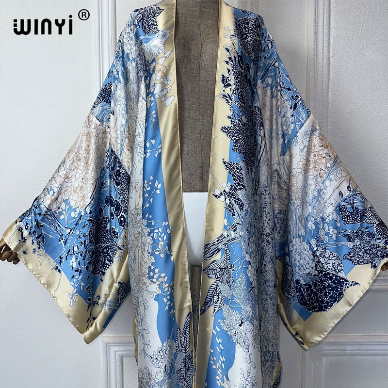 Winyi-女性のためのボヘミアンプリント着物ドレス、夏のフ - Street Fashion Dubai のレビューと価格