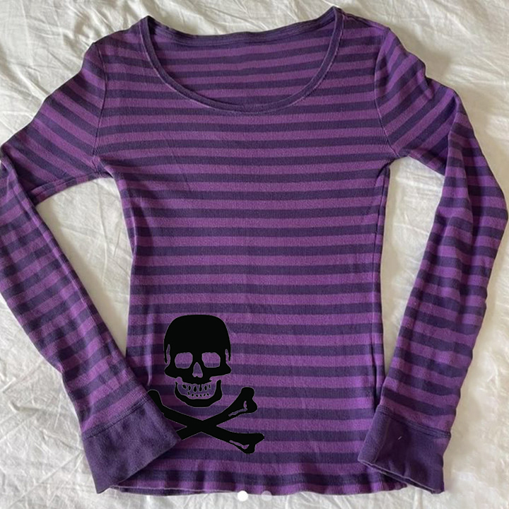Y2k 長袖トップスストライプストリートウェアハイストリート - Street Fashion Goth のレビューと価格