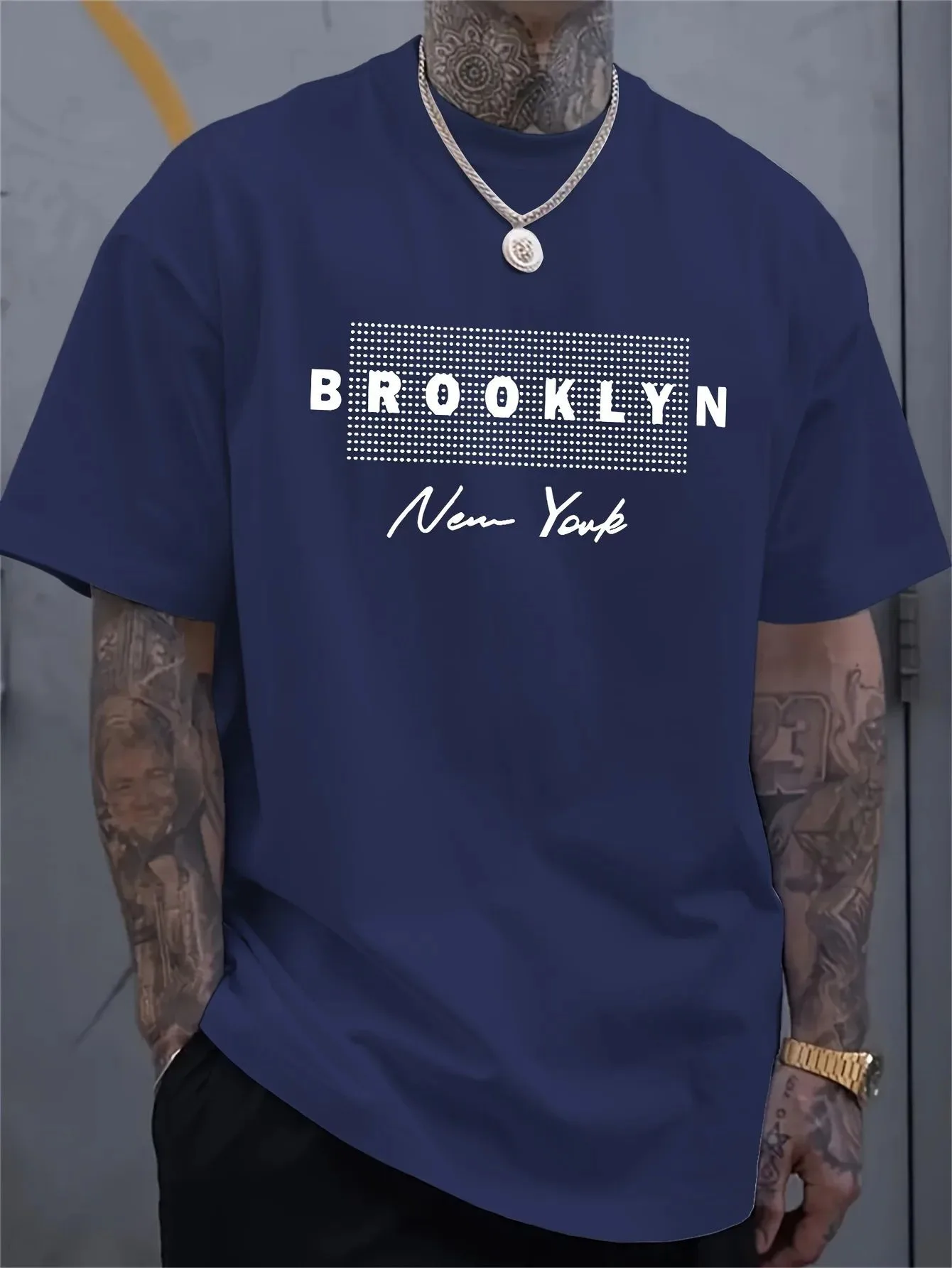 メンズニューヨークレタープリントTシャツ夏カジュアルラウンド - Street Fashion Of New York のレビューと価格