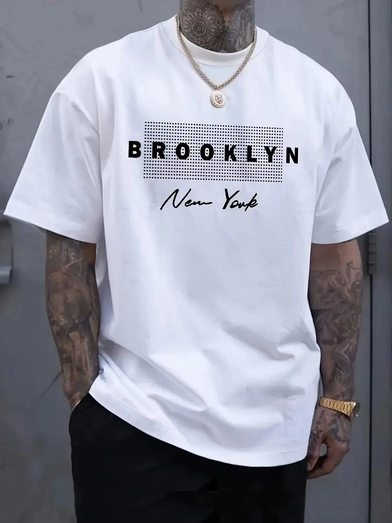 メンズニューヨークレタープリントTシャツ夏カジュアルラウンド - Street Fashion Of New York のレビューと価格
