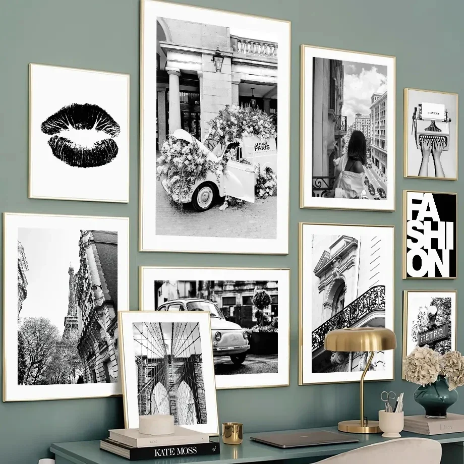 キャンバス絵画壁アートヨーロッパストリート写真風景写真白黒フ - Street Fashion Photographers のレビューと価格
