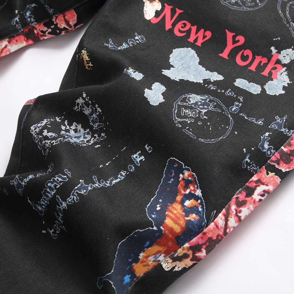 メンズデジタルプリントジーンズファッションフラワーバタフライ - Street Fashion Of New York のレビューと価格