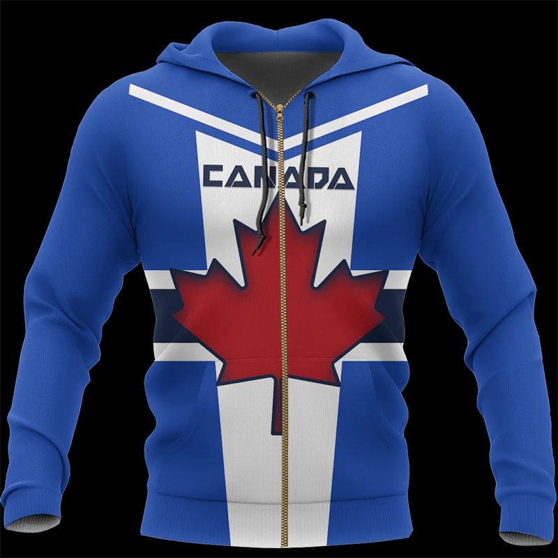 男性と女性のためのメープルリーフ生成されたジップパーカー、3 - Street Fashion Canada のレビューと価格