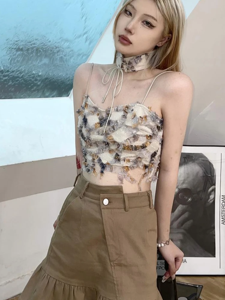 キャミソール レディース 夏 プリント クロップトップス ホ - Street Fashion Korean Girl のレビューと価格
