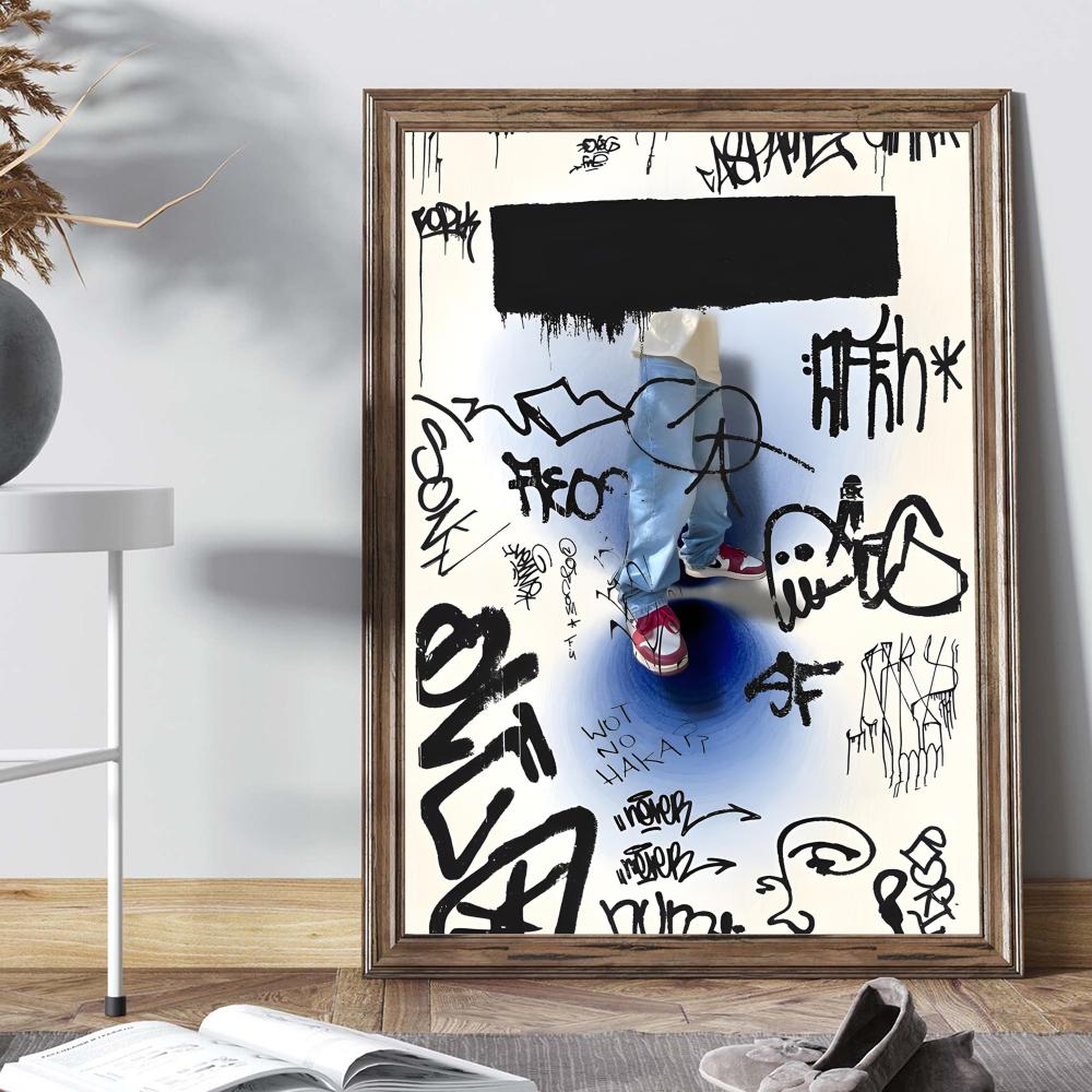 グラフィティウォールアートのポスタープリント,北欧のキャンバ - Street Fashion Wallpaper のレビューと価格