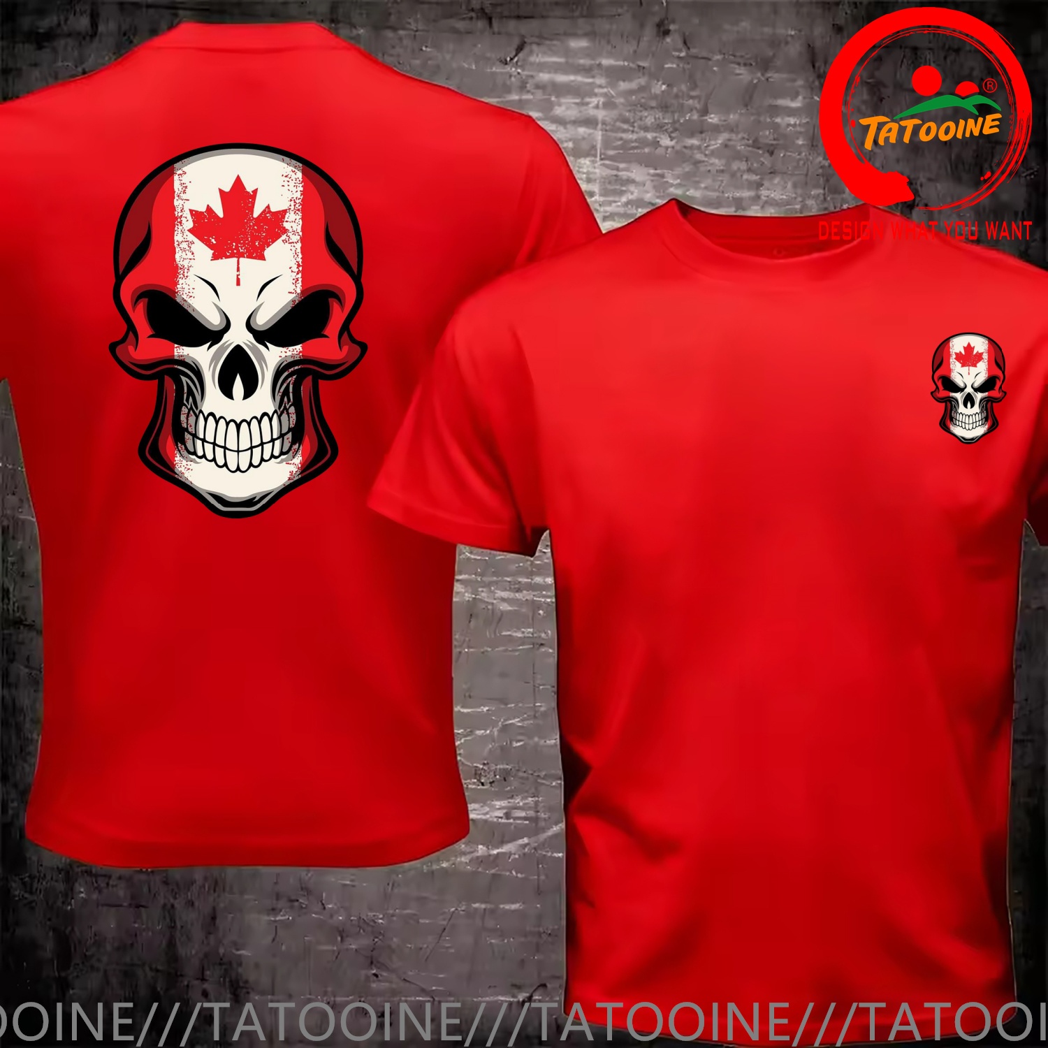 面白いデザインのカナダ国旗が描かれたスカル SRed ダブル - Street Fashion Canada のレビューと価格