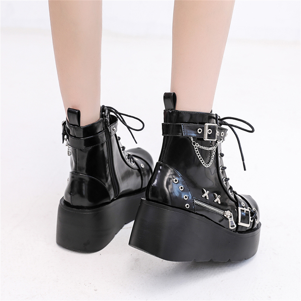 新品レディースゴスプラットフォームアンクルブーツファッション - Street Fashion Goth のレビューと価格