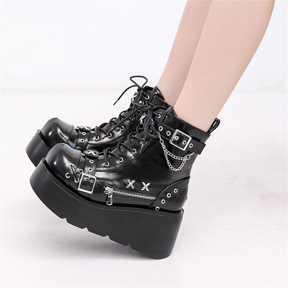 新品レディースゴスプラットフォームアンクルブーツファッション - Street Fashion Goth のレビューと価格