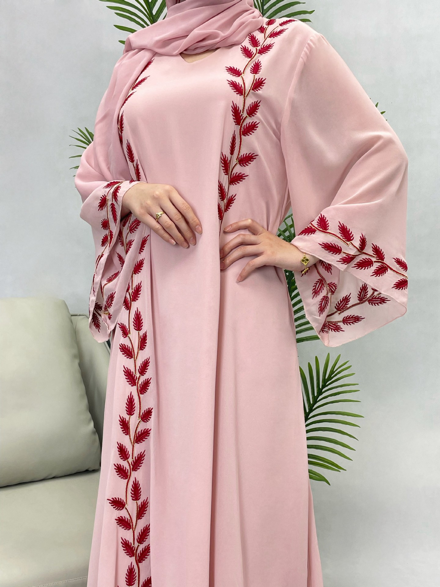 中東ドバイ トルコ ファッションストリート シフォン ピンク - Street Fashion Dubai のレビューと価格