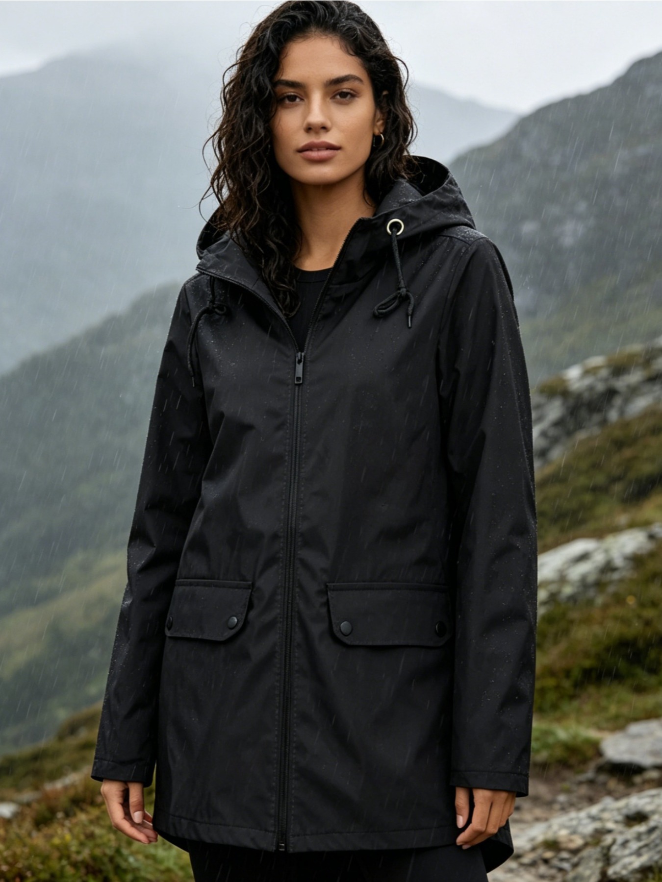 女性用軽量防水レインシェル、フード付きジッパー付きジャケット - Windbreak Shell Jacket のレビューと価格