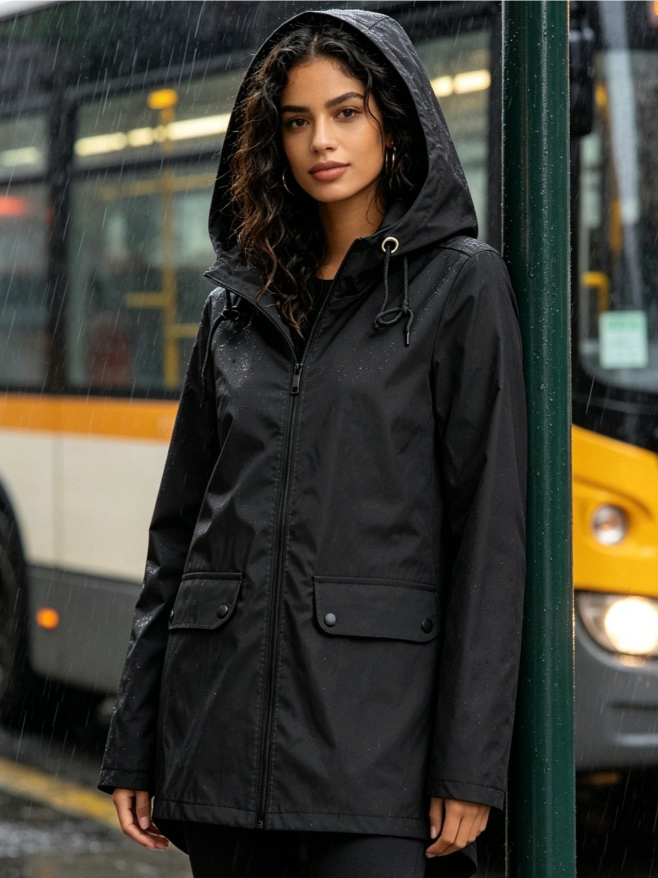 女性用軽量防水レインシェル、フード付きジッパー付きジャケット - Windbreak Shell Jacket のレビューと価格