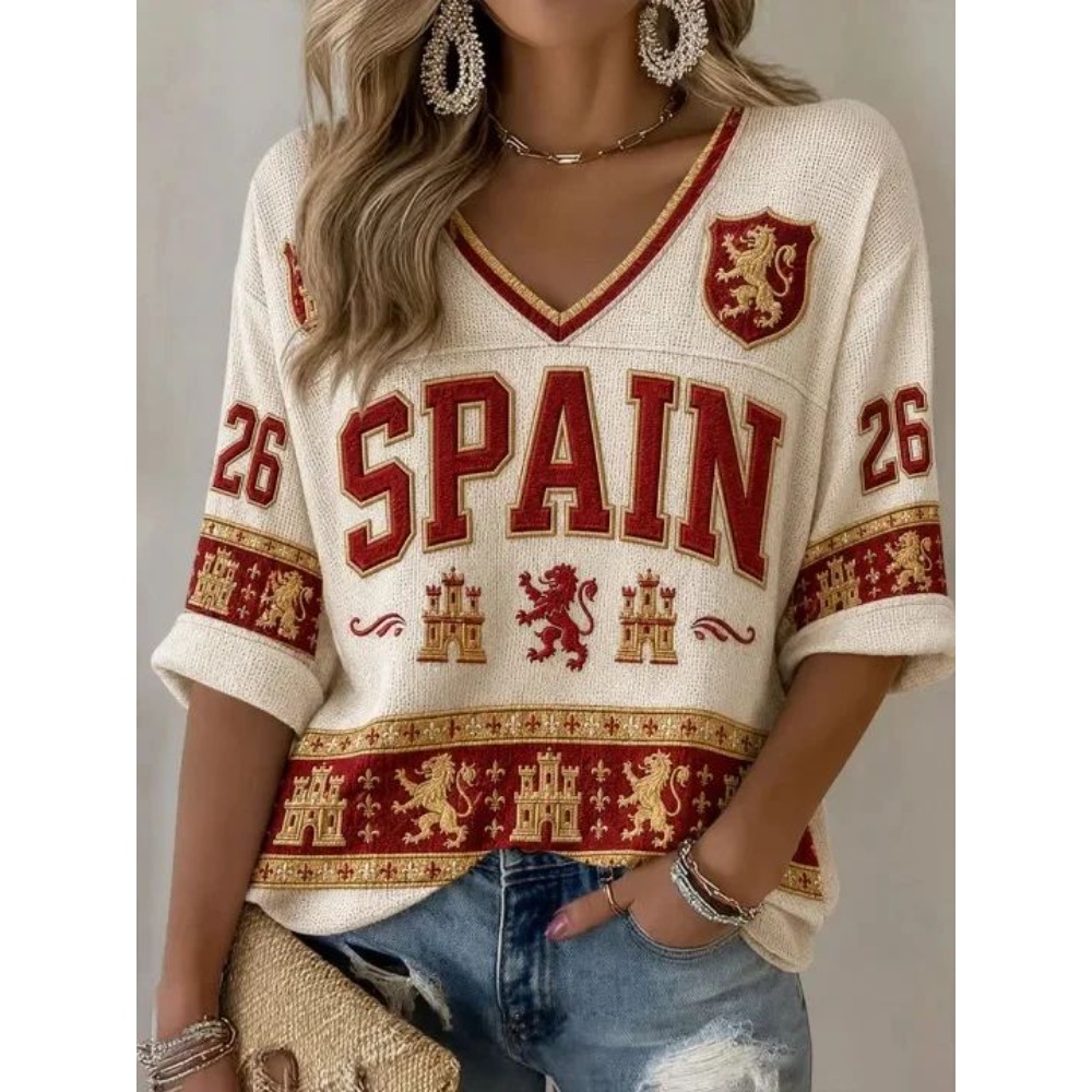2026年夏スペインサッカーファンTシャツ袖付き通気性速乾ス - Street Fashion In Spain のレビューと価格