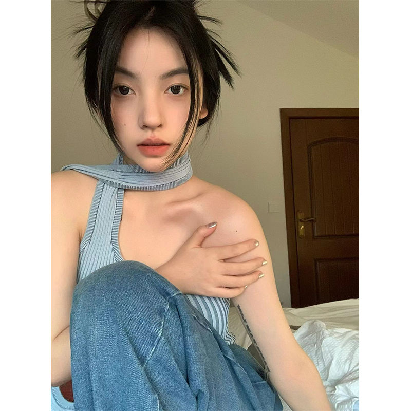 ニッチ韓国ファッション夏用イレギュラーホルターキャミソールY - Street Fashion Korean Girl のレビューと価格