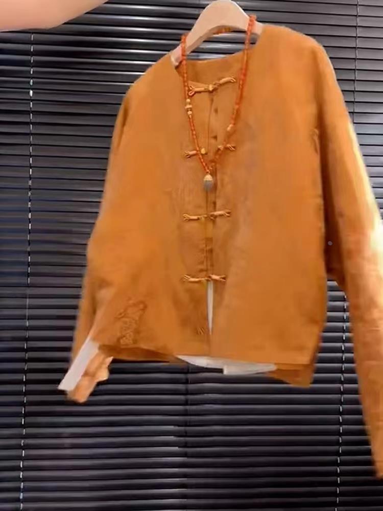 新しいハイエンドサテンオレンジ花柄刺繍ソンジントップ中国風ス - Street Fashion Style Youtube のレビューと価格