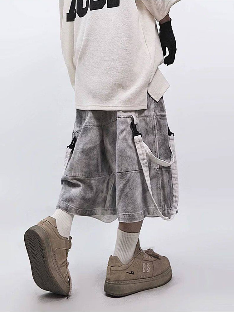 レトロヒップホップメンズリップドジーンズ夏アメリカンカジュア - Street Fashion Hip Hop のレビューと価格